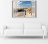 Quadro-su-tela-Finestra-vista-spiaggia-mare-Mare-del-Nord
