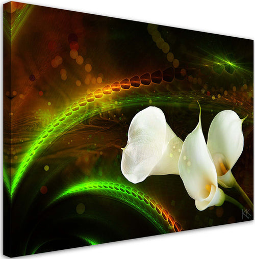 Quadro-su-tela,-Fiore-bianco-sullo-sfondo-marrone