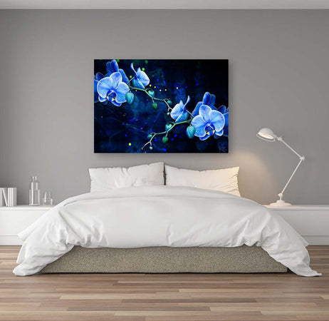 Quadro-su-tela,-Fiore-di-orchidea-blu