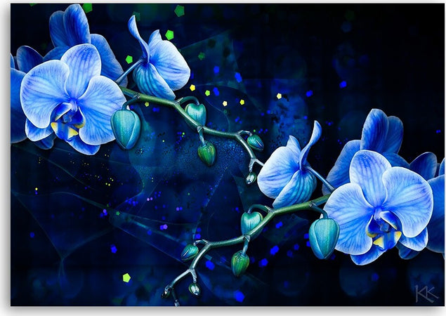 Quadro-su-tela,-Fiore-di-orchidea-blu