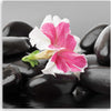 Quadro-su-tela,-Fiore-rosa-su-pietre-zen