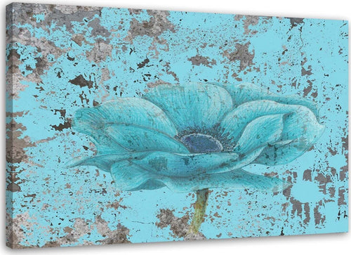 Quadro-su-tela,-Fiore-vintage-blu