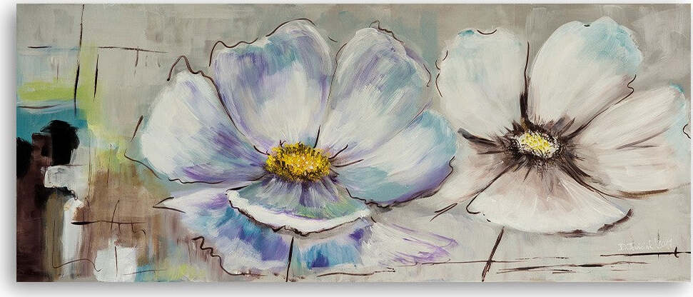 Quadro-su-tela,-Fiori-Acquerello-Panorama