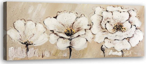 Quadro-su-tela,-Fiori-beige-dipinti