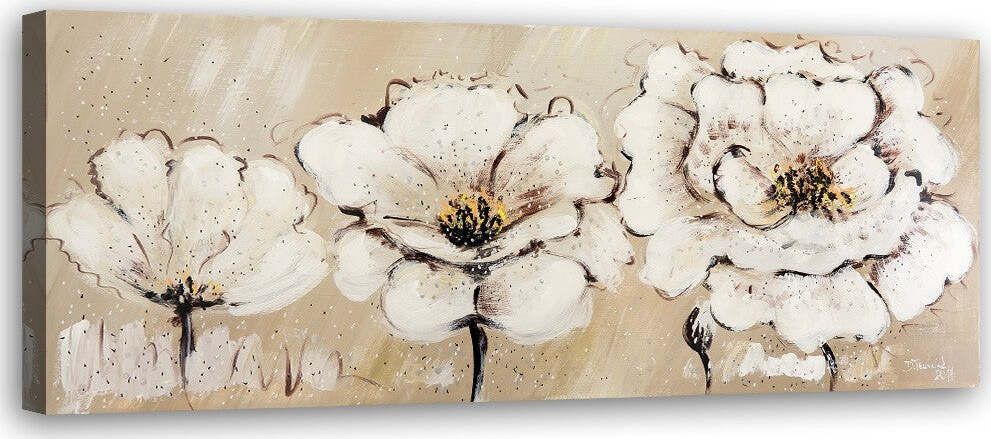 Quadro-su-tela,-Fiori-beige-dipinti