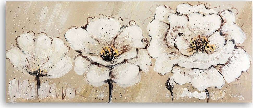 Quadro-su-tela,-Fiori-beige-dipinti