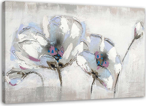 Quadro-su-tela,-Fiori-bianchi-come-dipinti