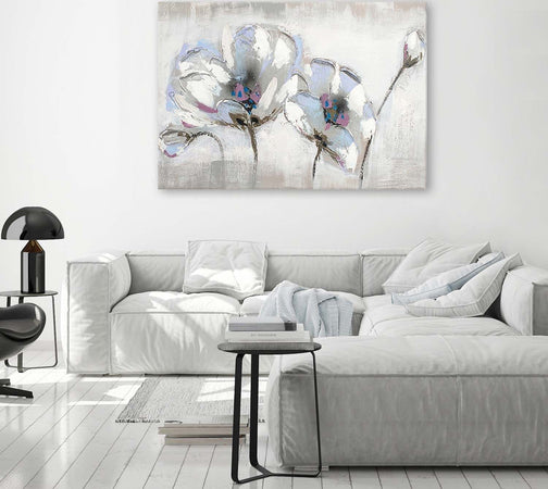 Quadro-su-tela,-Fiori-bianchi-come-dipinti