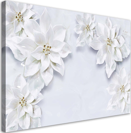 Quadro-su-tela,-Fiori-bianchi-nevoso-di-pianta
