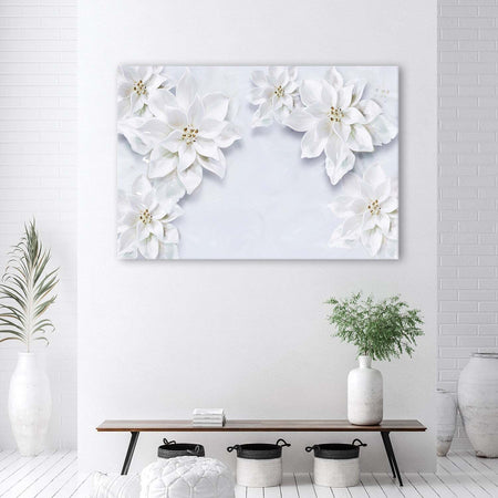 Quadro-su-tela,-Fiori-bianchi-nevoso-di-pianta
