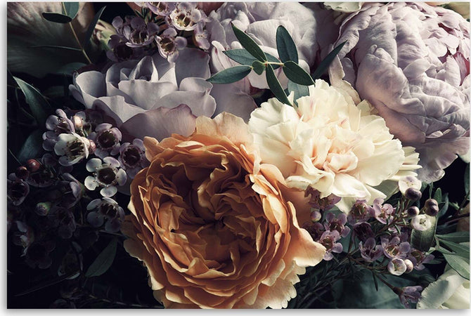 Quadro-su-tela,-Fiori-di-bouquet-peon-pastello