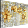 Quadro-su-tela,-Fiori-e-farfalle-dorate