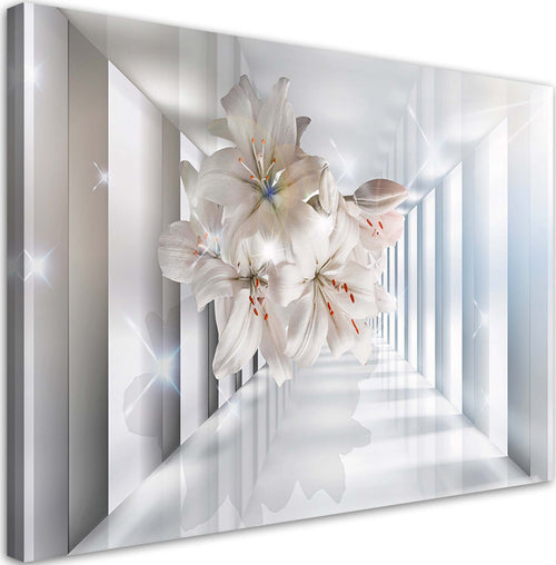 Quadro-su-tela,-Fiori-nel-corridoio-3D