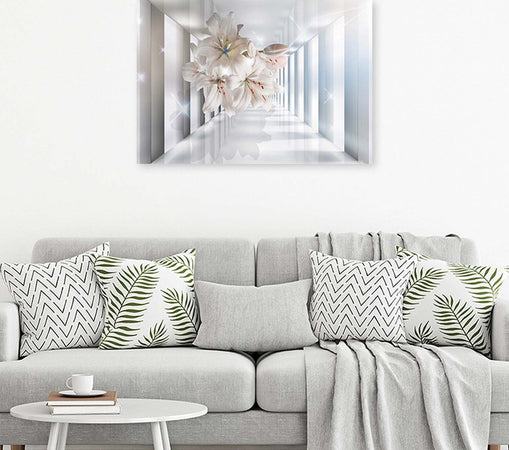 Quadro-su-tela,-Fiori-nel-corridoio-3D