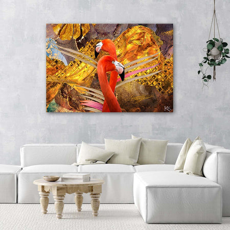 Quadro-su-tela,-Flaming-sullo-sfondo-dell'oro