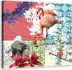 Quadro-su-tela,-Flamingo-Elephant-Bird-Collage