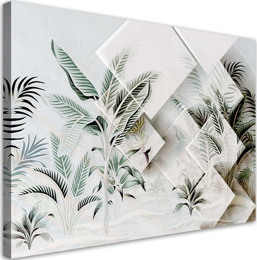 Quadro-su-tela,-Foglie-3D-verdi