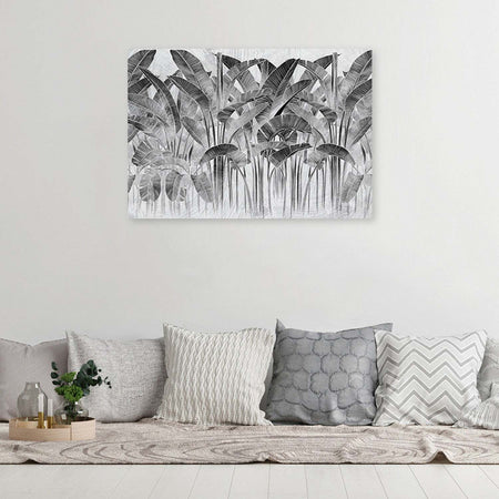 Quadro-su-tela,-Foglie-di-banana-grigia