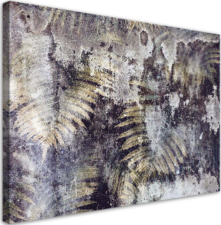 Quadro-su-tela,-Foglie-di-felce-dorate