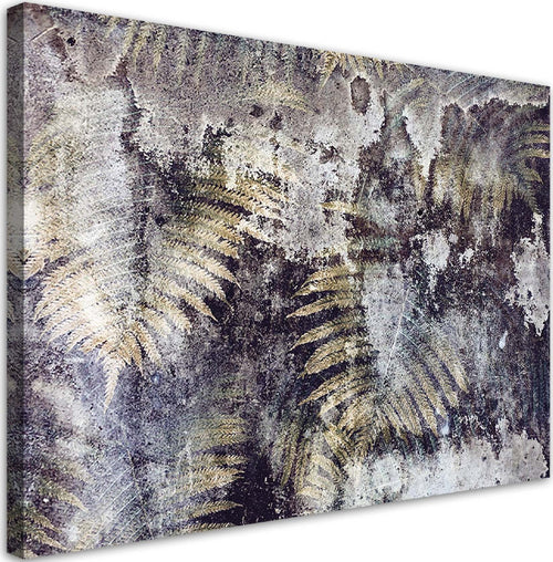 Quadro-su-tela,-Foglie-di-felce-dorate