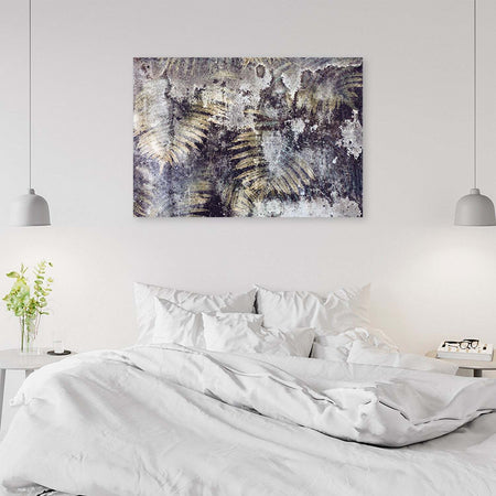 Quadro-su-tela,-Foglie-di-felce-dorate