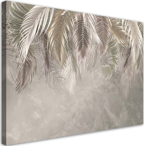 Quadro-su-tela,-Foglie-di-palma-sul-cemento-3D