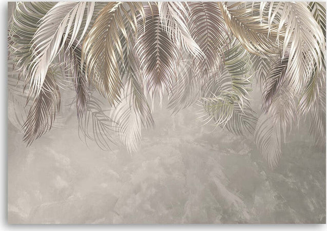 Quadro-su-tela,-Foglie-di-palma-sul-cemento-3D