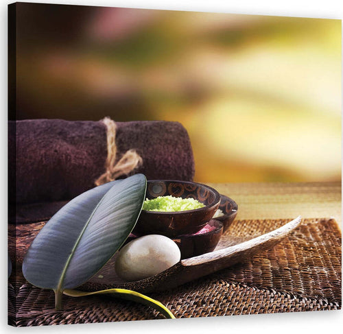 Quadro-su-tela,-Foglie-di-zen-spa
