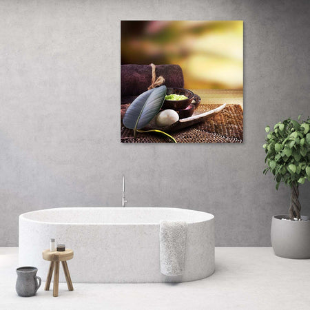 Quadro-su-tela,-Foglie-di-zen-spa