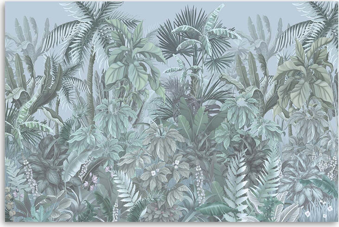 Quadro-su-tela,-Foglie-e-alberi-tropicali