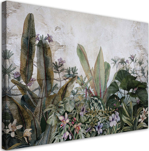 Quadro-su-tela,-Foglie-eisotiche-sul-cemento