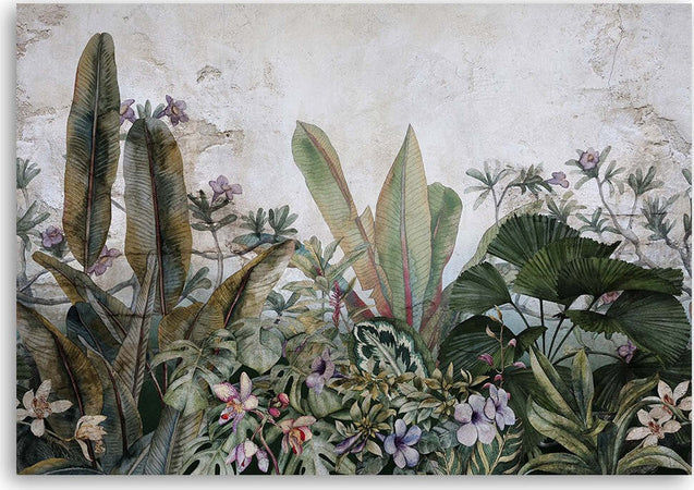 Quadro-su-tela,-Foglie-eisotiche-sul-cemento