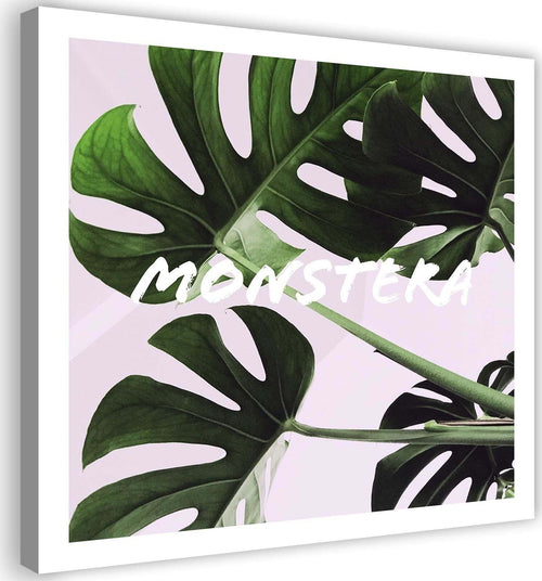 Quadro-su-tela,-Foglie-esotiche-di-Monstera
