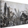 Quadro-su-tela,-Foglie-in-bianco-e-nero-sullo-sfondo-del-cemento