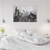 Quadro-su-tela,-Foglie-in-bianco-e-nero-sullo-sfondo-del-cemento