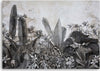 Quadro-su-tela,-Foglie-in-bianco-e-nero-sullo-sfondo-del-cemento