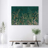 Quadro-su-tela,-Foglie-su-uno-sfondo-verde