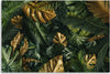 Quadro-su-tela,-Foglie-tropicali-dorate
