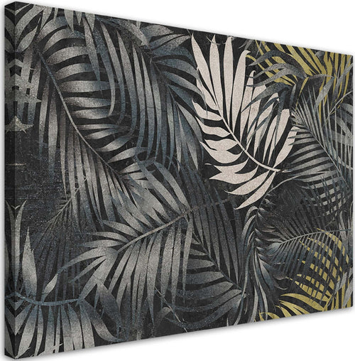 Quadro-su-tela,-Foglie-tropicali-scure-natura