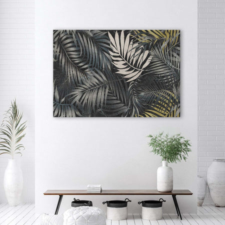 Quadro-su-tela,-Foglie-tropicali-scure-natura