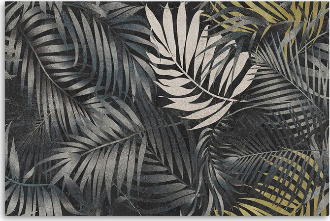 Quadro-su-tela,-Foglie-tropicali-scure-natura