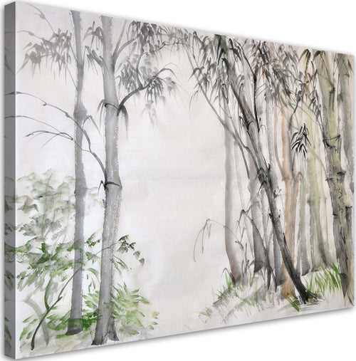 Quadro-su-tela,-Foresta-di-alberi-grigi-dipinti