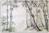 Quadro-su-tela,-Foresta-di-alberi-grigi-dipinti