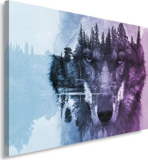Quadro-su-tela,-Foresta-Lupo-Animali-Natura