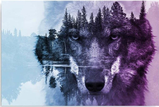 Quadro-su-tela,-Foresta-Lupo-Animali-Natura