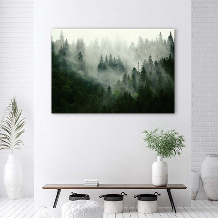 Quadro-su-tela,-Foresta-nella-nebbia