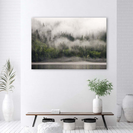 Quadro-su-tela,-Foresta-nella-nebbia