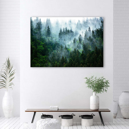 Quadro-su-tela,-Foresta-nella-nebbia