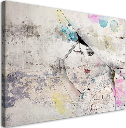Quadro-su-tela,-Geisha-che-tiene-un-ombrello