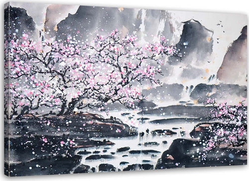Quadro-su-tela,-Giappone-fiore-di-ciliegio-rosa-natura